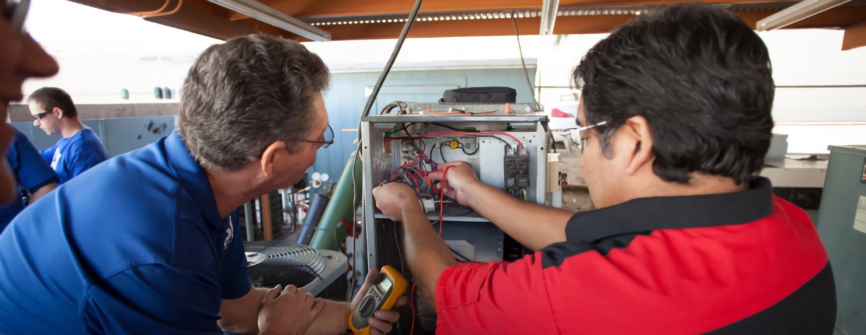 student in vocational hvac school