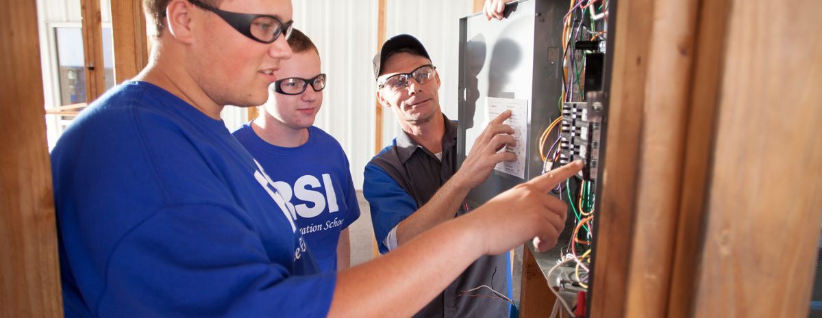 student learning to be an electrician