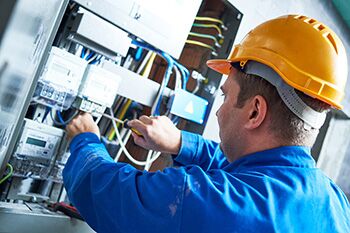 industrial electrician working in the field