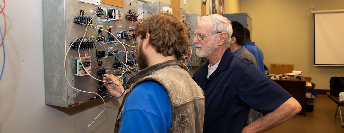 student at vocational hvac school