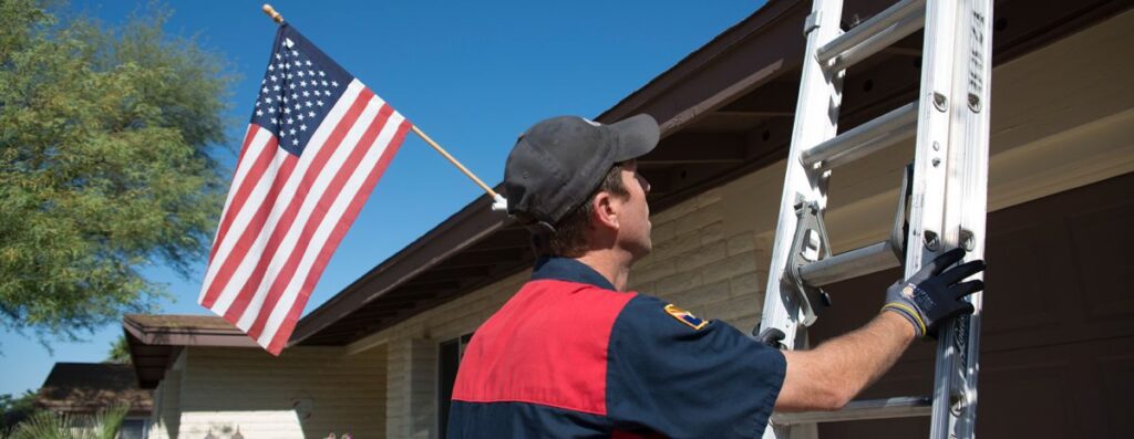 hvac tech and american flag