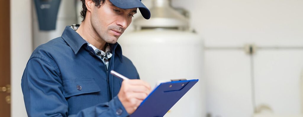 hvac technician writing invoice